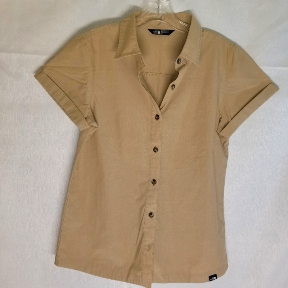 The North Face Khaki Short Sleeve Button-Front Blouse